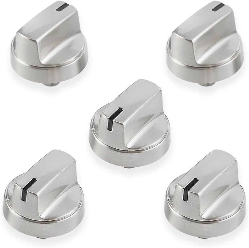 atgestore Stainless Steel WB03X29315 Stove Knob Replacement Parts for GE Stove Knob 191D9233 GE Cooktop Knobs JGP5030SLSS JGP5036SL1SS Gas Range Burner Control Knob Electric Stove Top Knob 5Pcs - Image 1